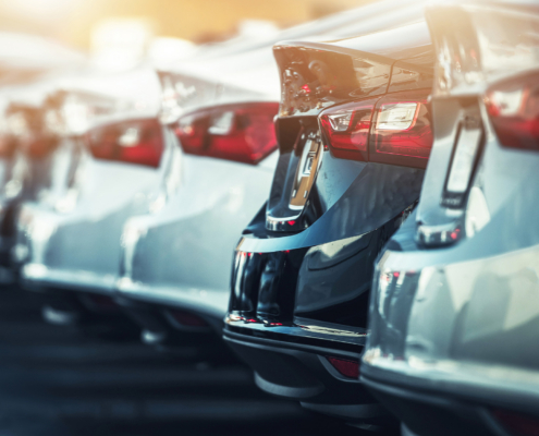 Car Dealership New Vehicles Parking Lot